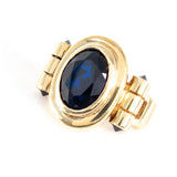 French Sterling Vermeil Ring with Blue Sapphires vintage  - Rhinestone Rosie 