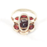Garnet Flower Ring vintage - Rhinestone Rosie