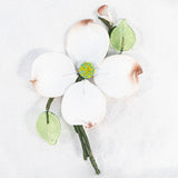 White Flower Corsage Brooch Glass Porcelain Vintage  - Rhinestone Rosie