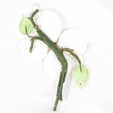 White Flower Corsage Brooch Glass Porcelain Vintage  - Rhinestone Rosie