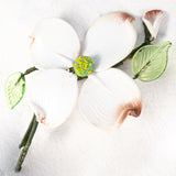 White Flower Corsage Brooch Glass Porcelain Vintage  - Rhinestone Rosie