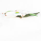 White Flower Corsage Brooch Glass Porcelain Vintage  - Rhinestone Rosie