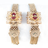 Victorian Gold Filled Tassel Slide Bracelet Set - Rhinestone Rosie 