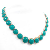 Green Glass Graduated Cabochon Necklace Germany Vintage - Rhinestone Rosie