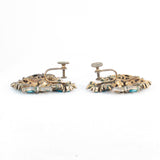 Hollycraft Aqua Rhinestone Earrings 1950 Vintage - Rhinestone Rosie 