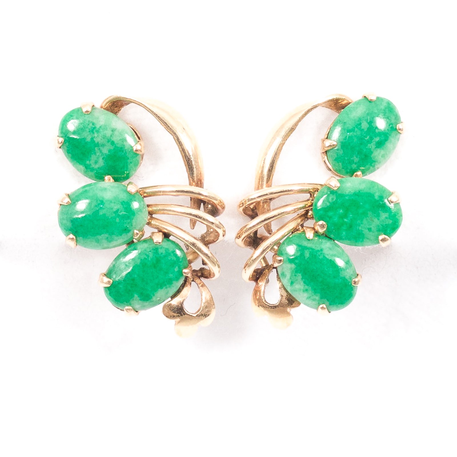 SOLD 9ct Gold Jade Drop Earrings - Honey Lane Antiques NI