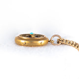 Victorian Gold Filled Turquoise Locket with Black Enamel - Rhinestone Rosie 