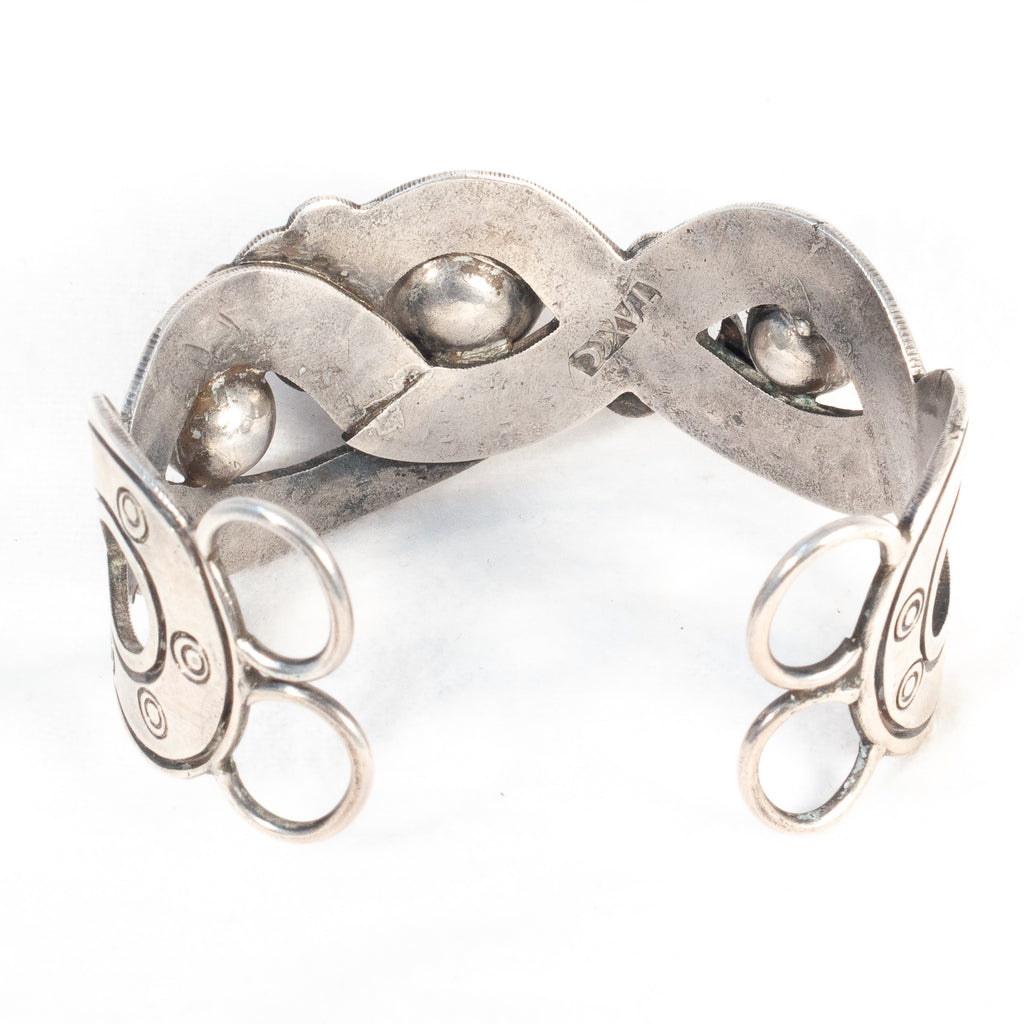 Vintage Taxco Quinto Mexico Sterling Silver Leaf Design Link