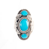 Turquoise Taxco Sterling Silver Compartment Ring CBS Vintage- Rhinestone Rosie 