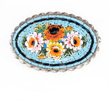 Mosaic Flower Brooch turquoise Italian vintage - Rhinestone Rosie