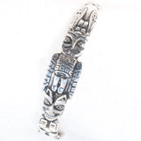 NW Totem Pole Sterling Silver Cuff Bracelet vintage - Rhinestone Rosie
