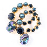 Schiaparelli Swirling Blue Pearl and Rhinestone Brooch vintage - Rhinestone Rosie