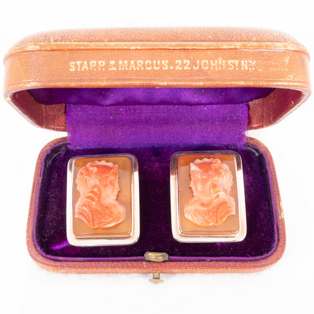 Cameo Cuff Links by Starr & Marcus NY antique - Rhinestone Rosie