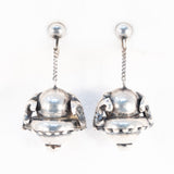 Fleur de Lis Sterling Silver Ball Dangle Earrings Vintage - Rhinestone Rosie