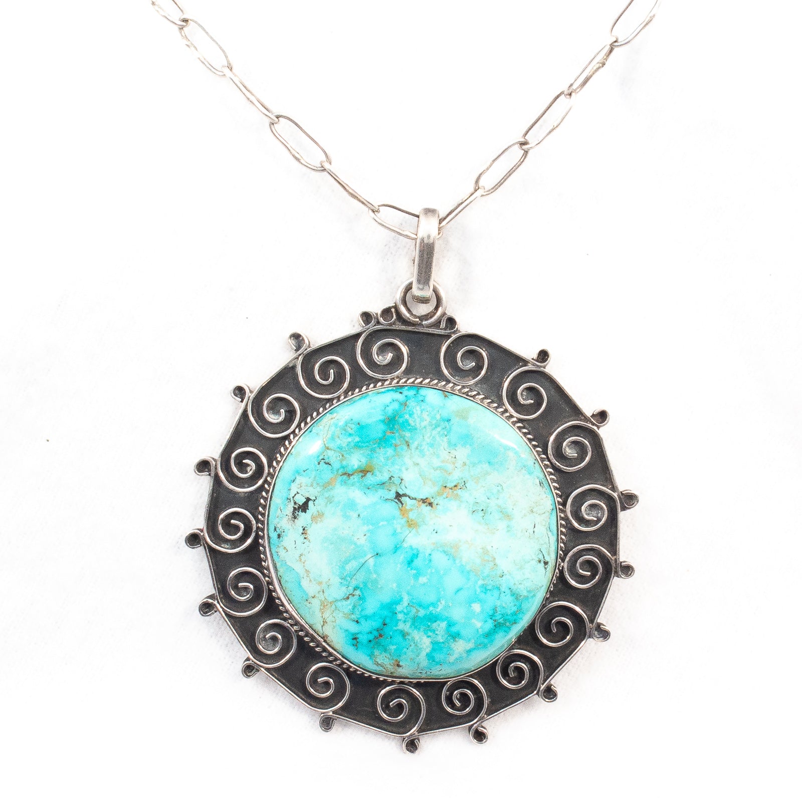 Turquoise Pendant Necklace Rhinestone Rosie