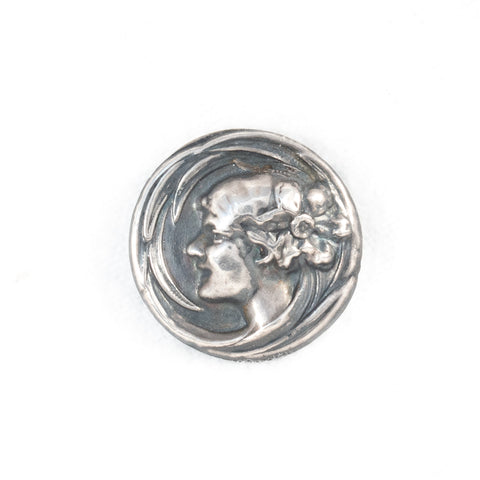 Art Nouveau Sterling Silver Cameo Brooch