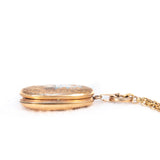 Clover Taille d'Epargne Enamel Oval Locket with chain antique - Rhinestone Rosie 