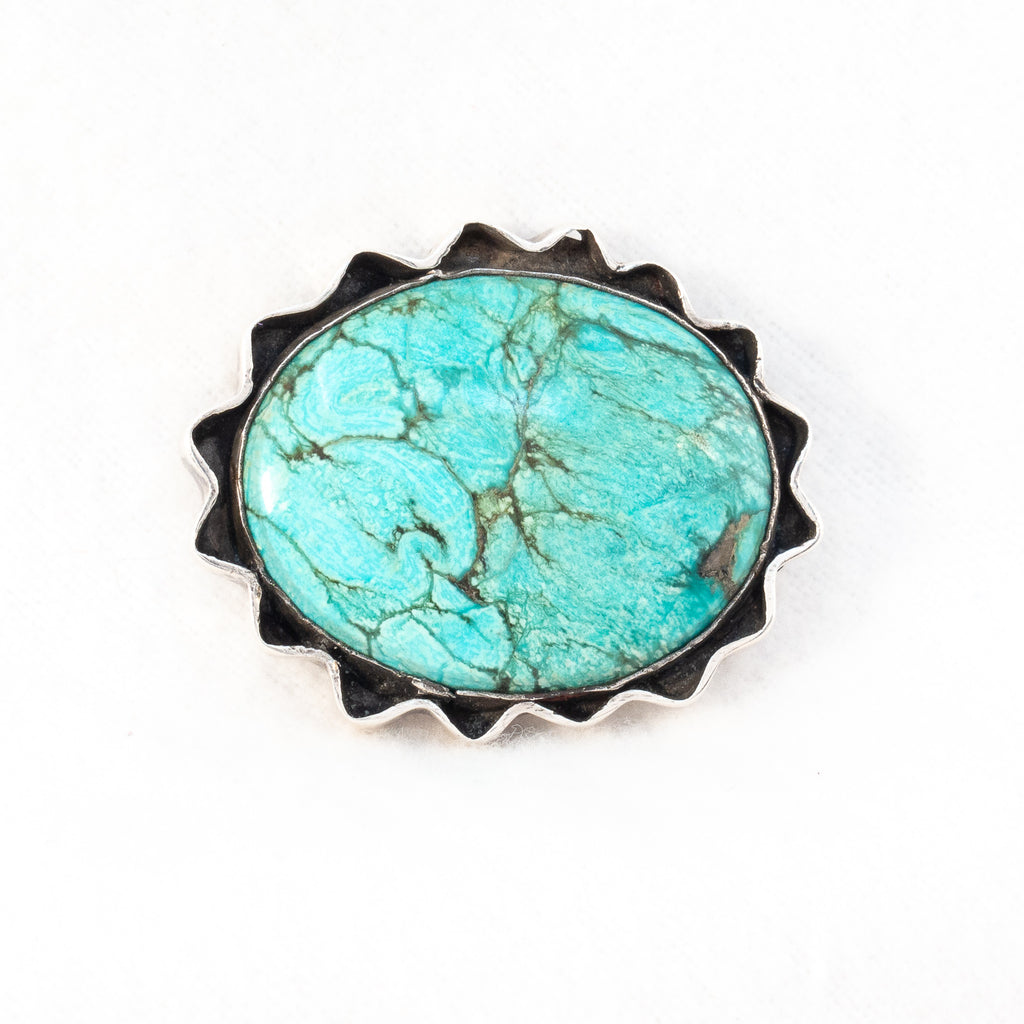 Turquoise Shadowbox Brooch Vintage - Rhinestone Rosie