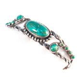 Navajo Turquoise and Sterling Bracelet 1940s 1950s Vintage - Rhinestone Rosie
